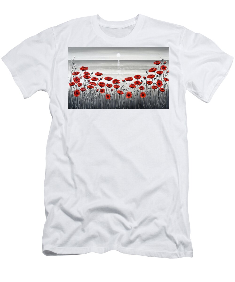Red Poppies T-Shirt featuring the painting Sea with Red Poppies by Amanda Dagg
