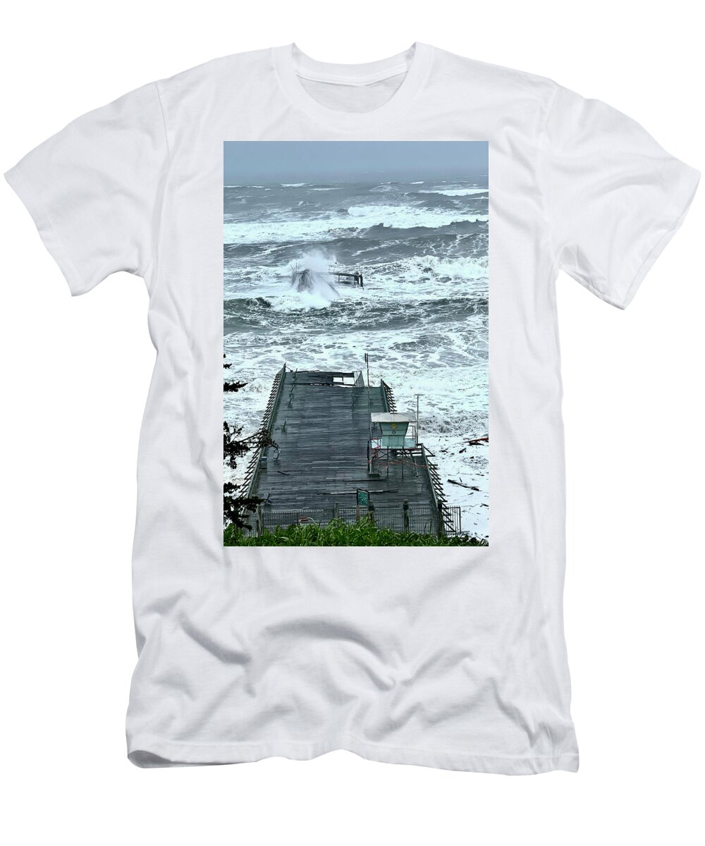 Winter T-Shirt featuring the photograph Seacliff Cement Ship Storm 2023 by Amelia Racca