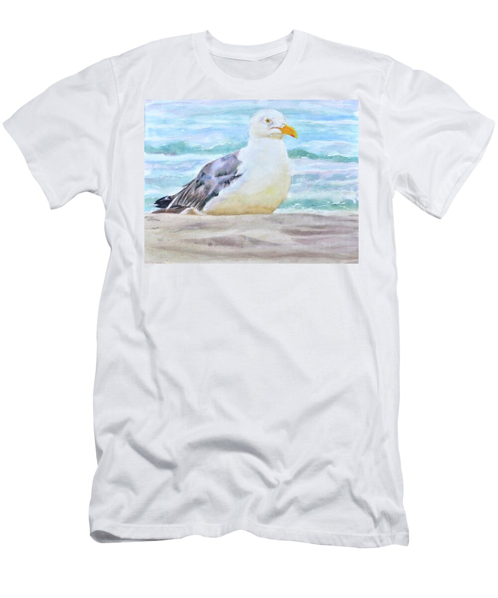 Seagull T-Shirt featuring the painting Seagull at Rest by Patty Kay Hall