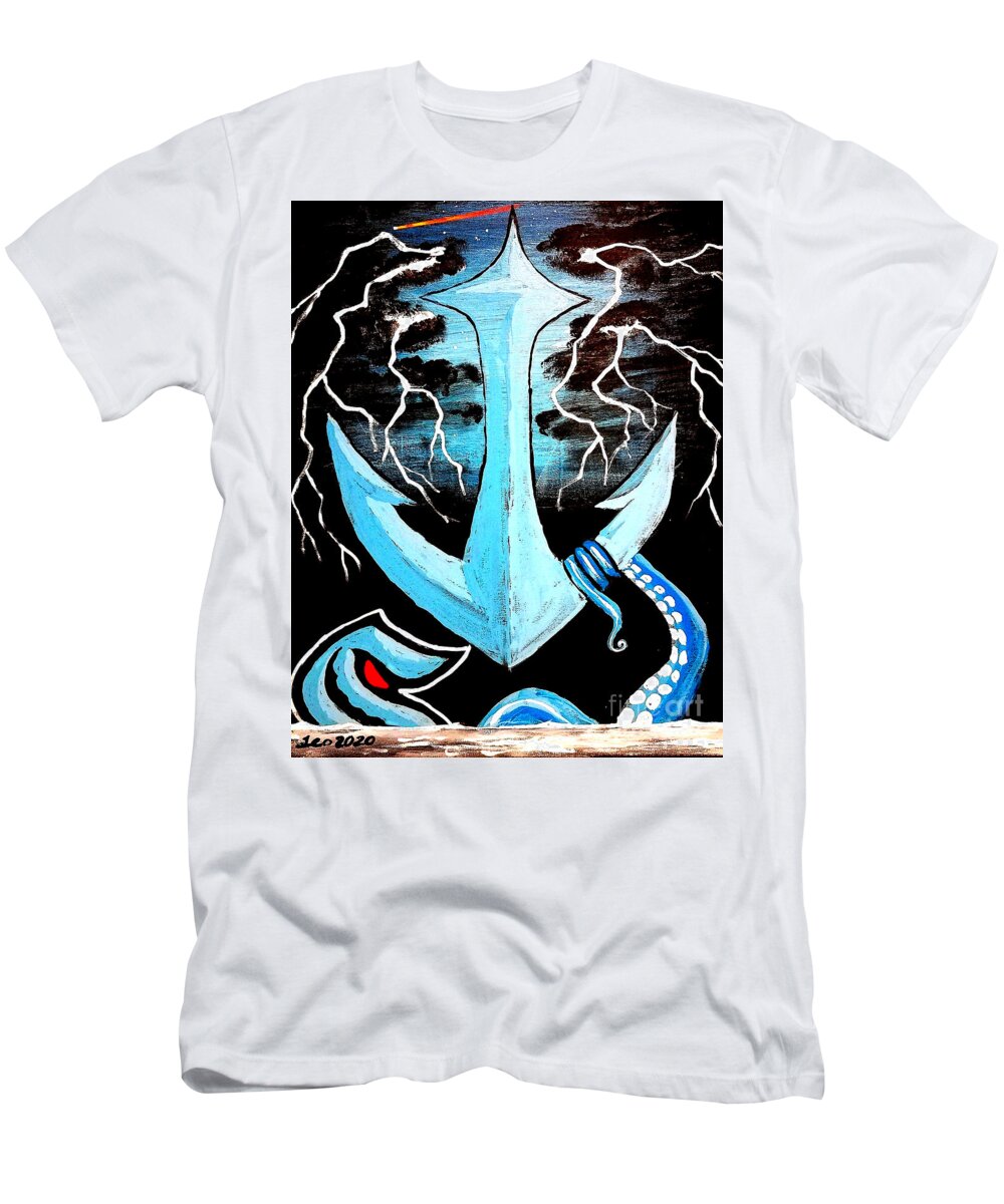 Seattle Kraken Anchor Art T-Shirt by Teo Alfonso - Pixels