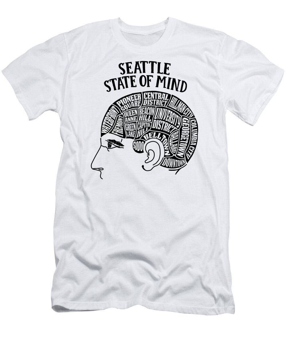 Seattle Neighborhoods T-Shirt featuring the digital art Seattle Neighborhood Design for Seattle Fans by Lance Gambis Art