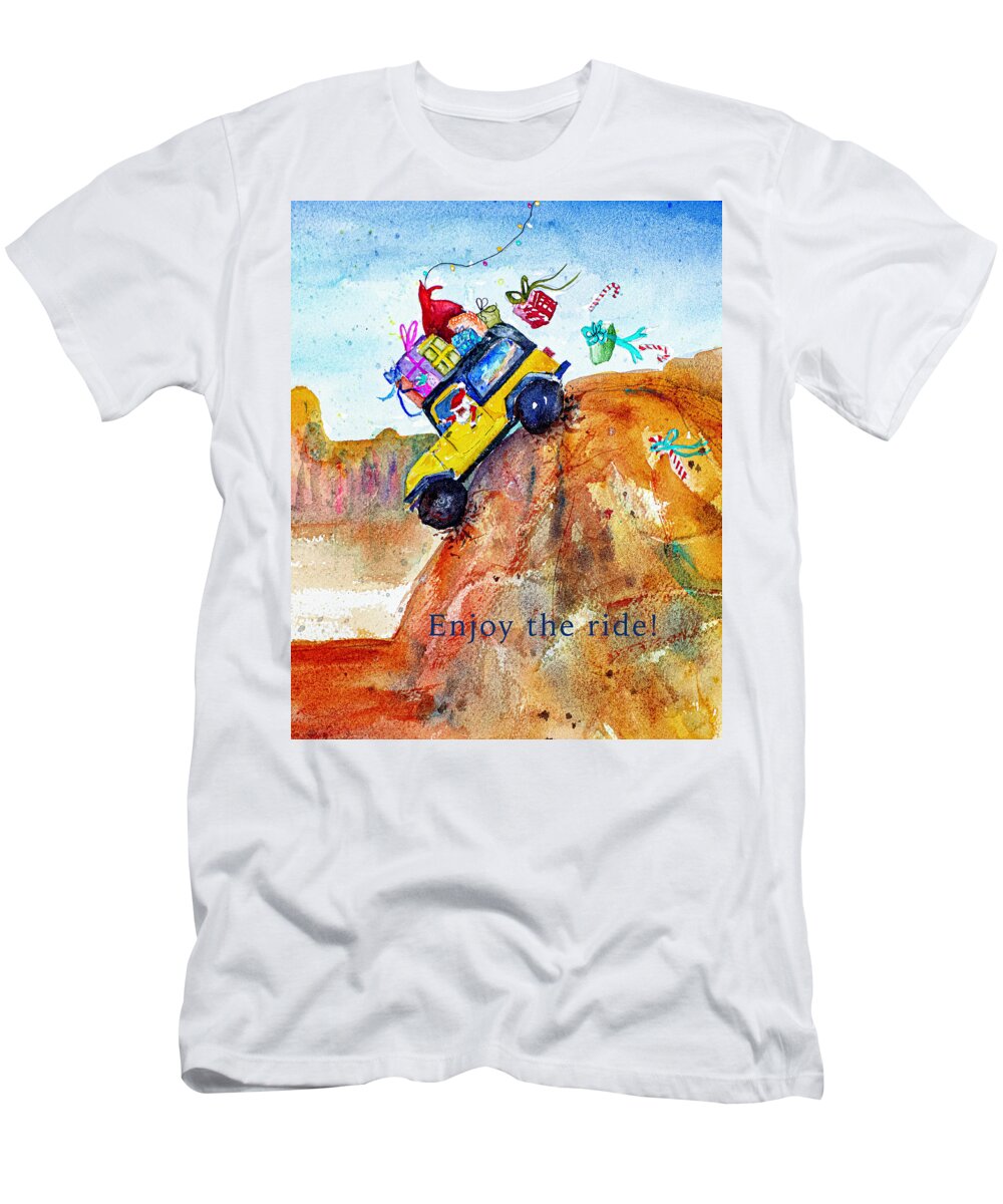 Christmas T-Shirt featuring the painting Sedona Santa by Cheryl Prather
