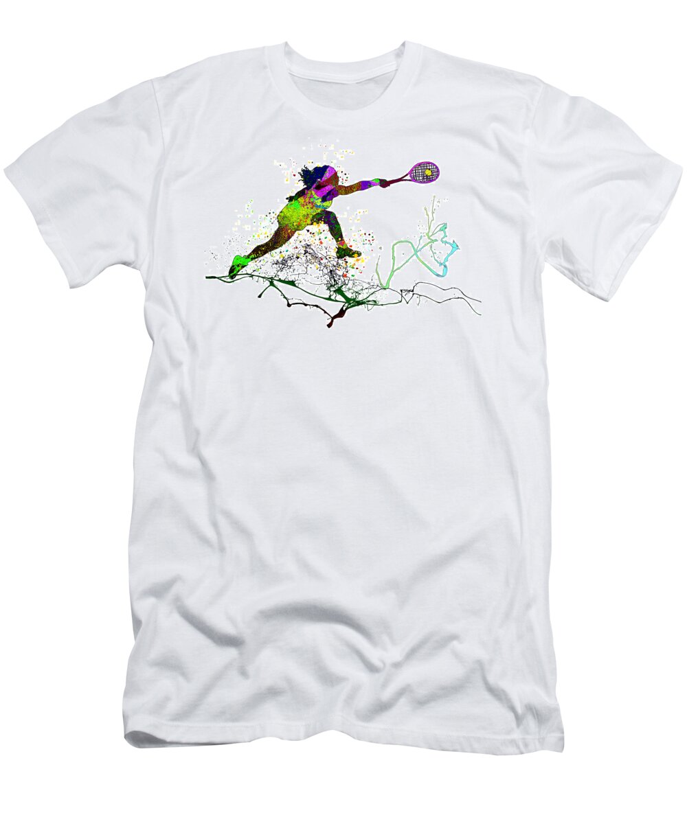 Sports T-Shirt featuring the painting Serena Williams Passion 01 by Miki De Goodaboom