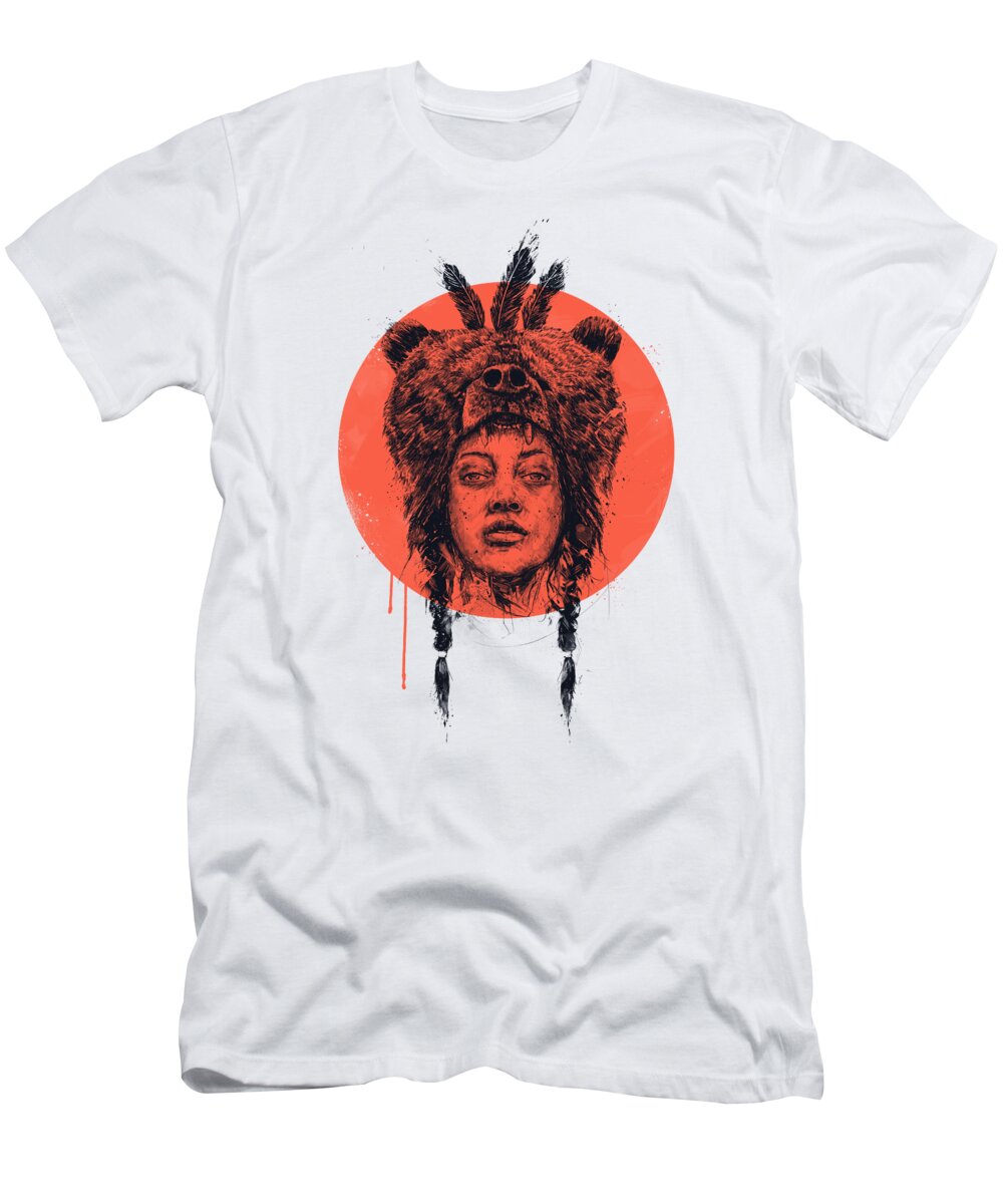 Girl T-Shirt featuring the drawing Shaman by Balazs Solti