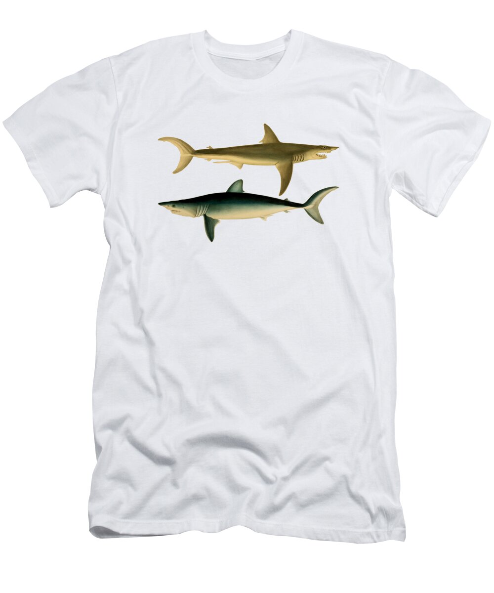 Shark T-Shirt featuring the digital art Sharks by Madame Memento