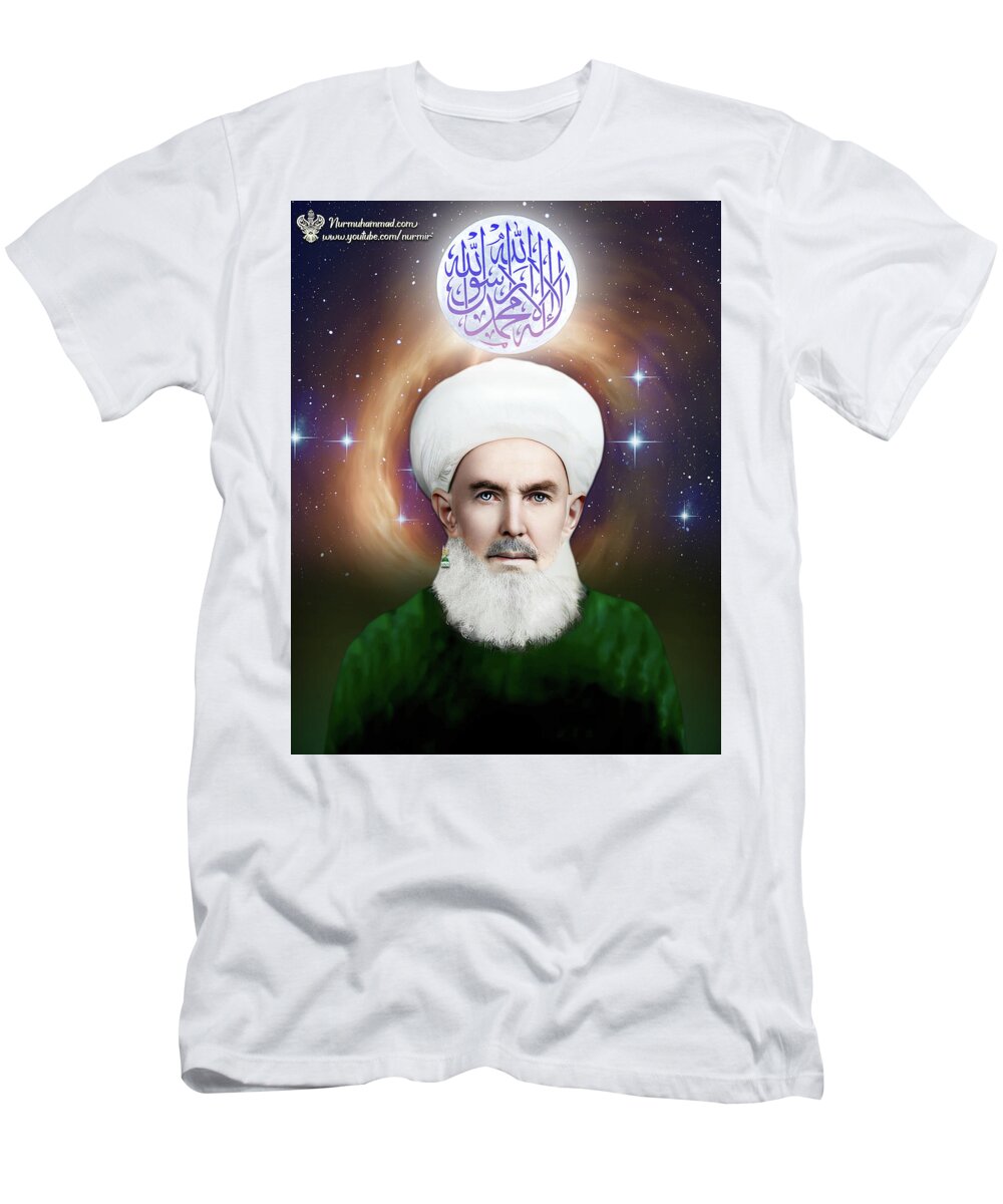  T-Shirt featuring the digital art Shaykh Abdallah divine lights by Sufi Meditation Center