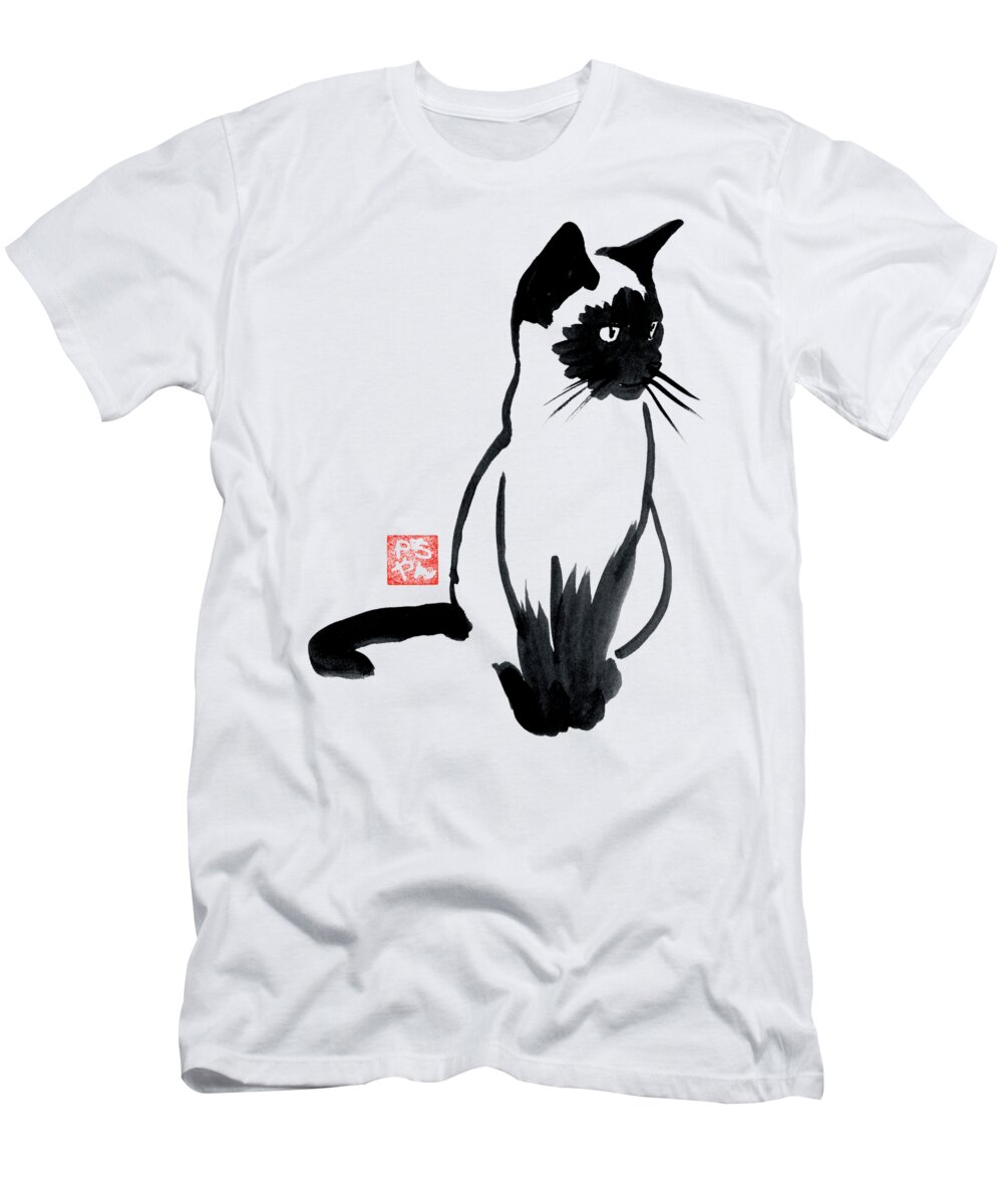 Siamese T-Shirt featuring the painting Siamese 02 by Pechane Sumie