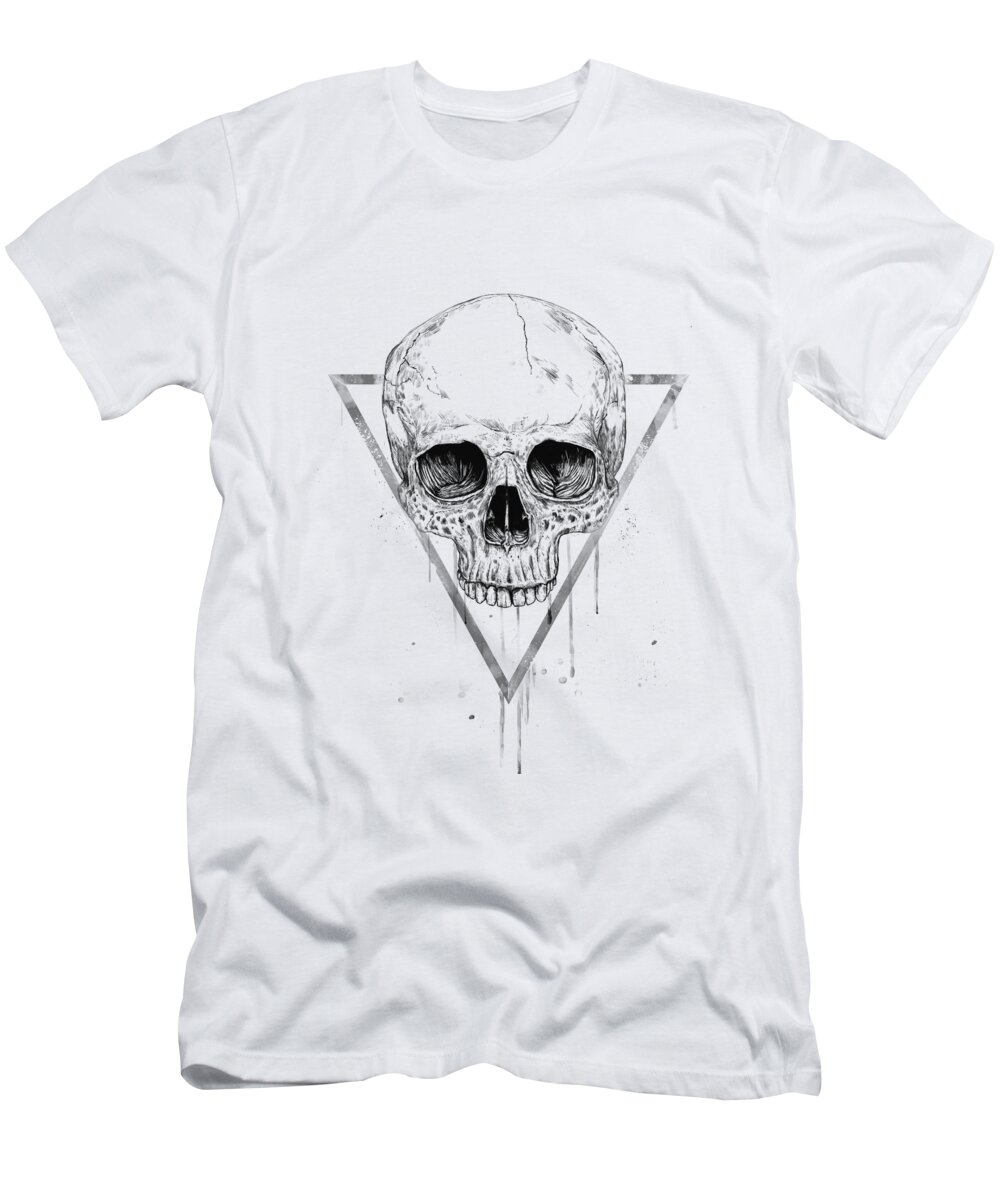 Skull T-Shirt featuring the drawing Skull in a triangle II by Balazs Solti