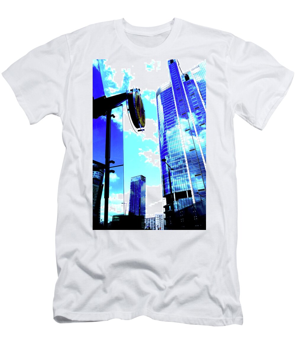 Skyscraper T-Shirt featuring the photograph Skyscrapers And Metro Entrance In Warsaw, Poland by John Siest