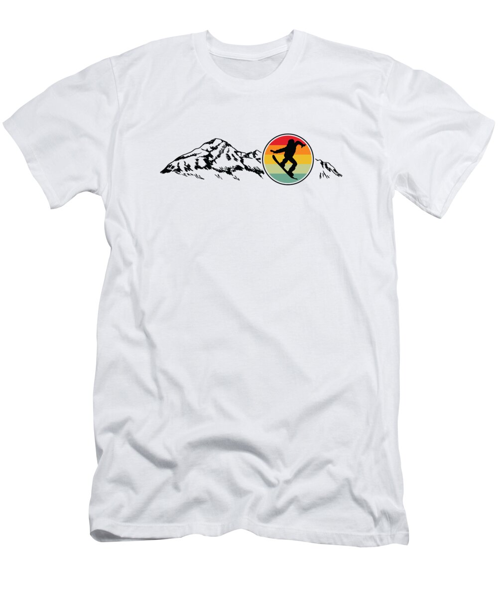 Snowboarding T-Shirt featuring the digital art Snowboarding Snowboarder Snowboard Enthusiast Retro by Toms Tee Store