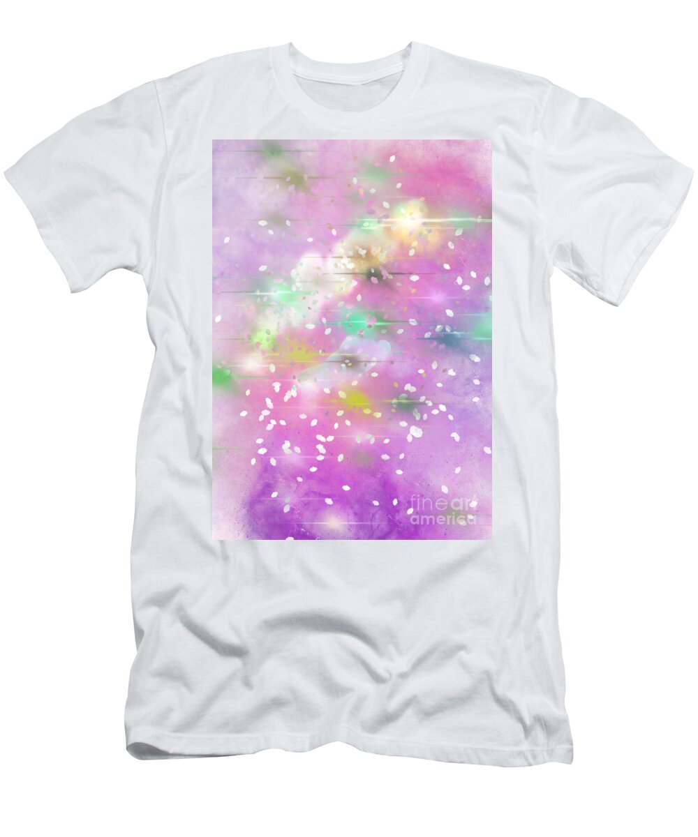 Pink Sky T-Shirt featuring the digital art Snowy Pink Sky #1 by Zotshee Zotshee