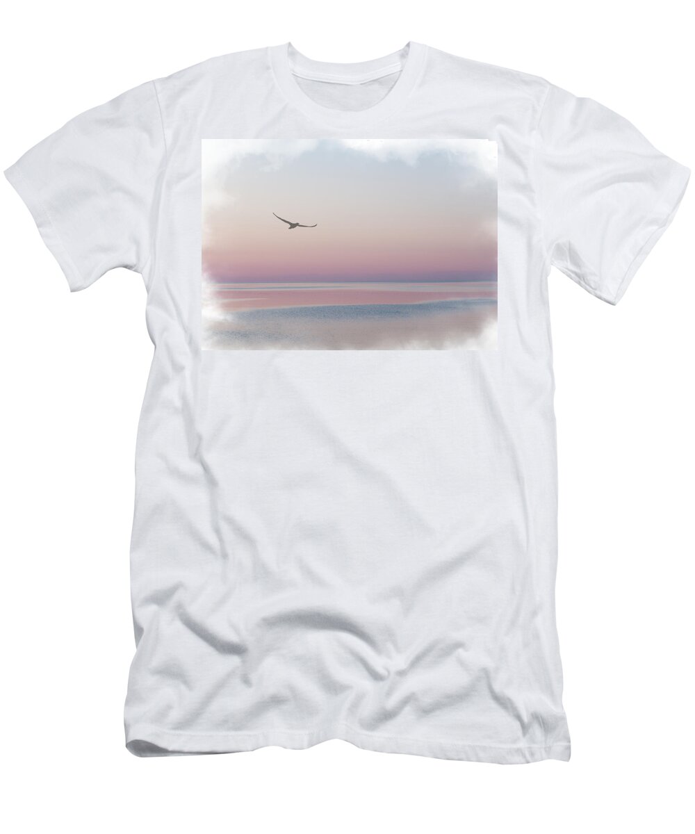 Sea T-Shirt featuring the mixed media Soaring Over Cow Head Bay by Moira Law