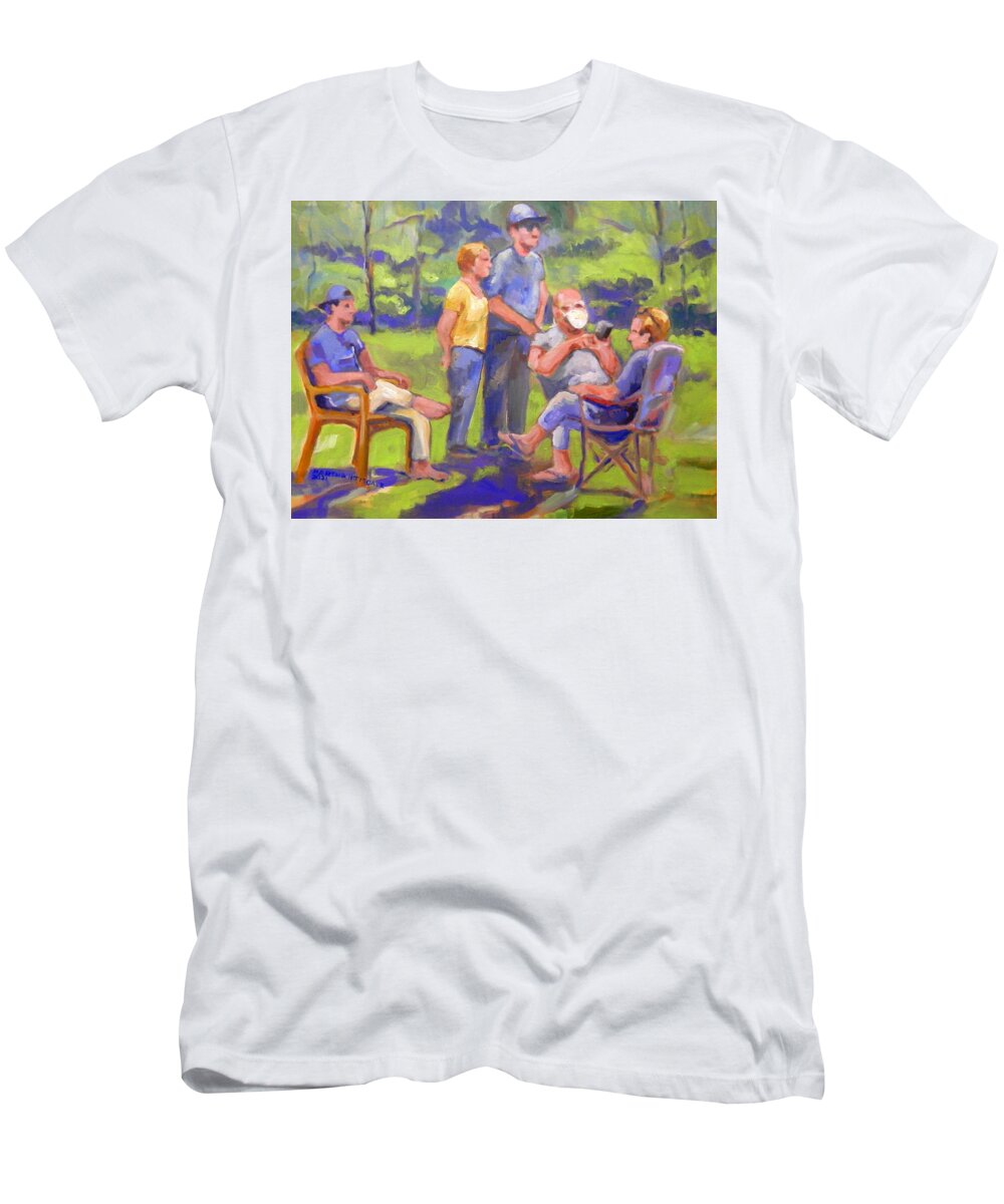 Figures T-Shirt featuring the painting Social Distancing by Martha Tisdale