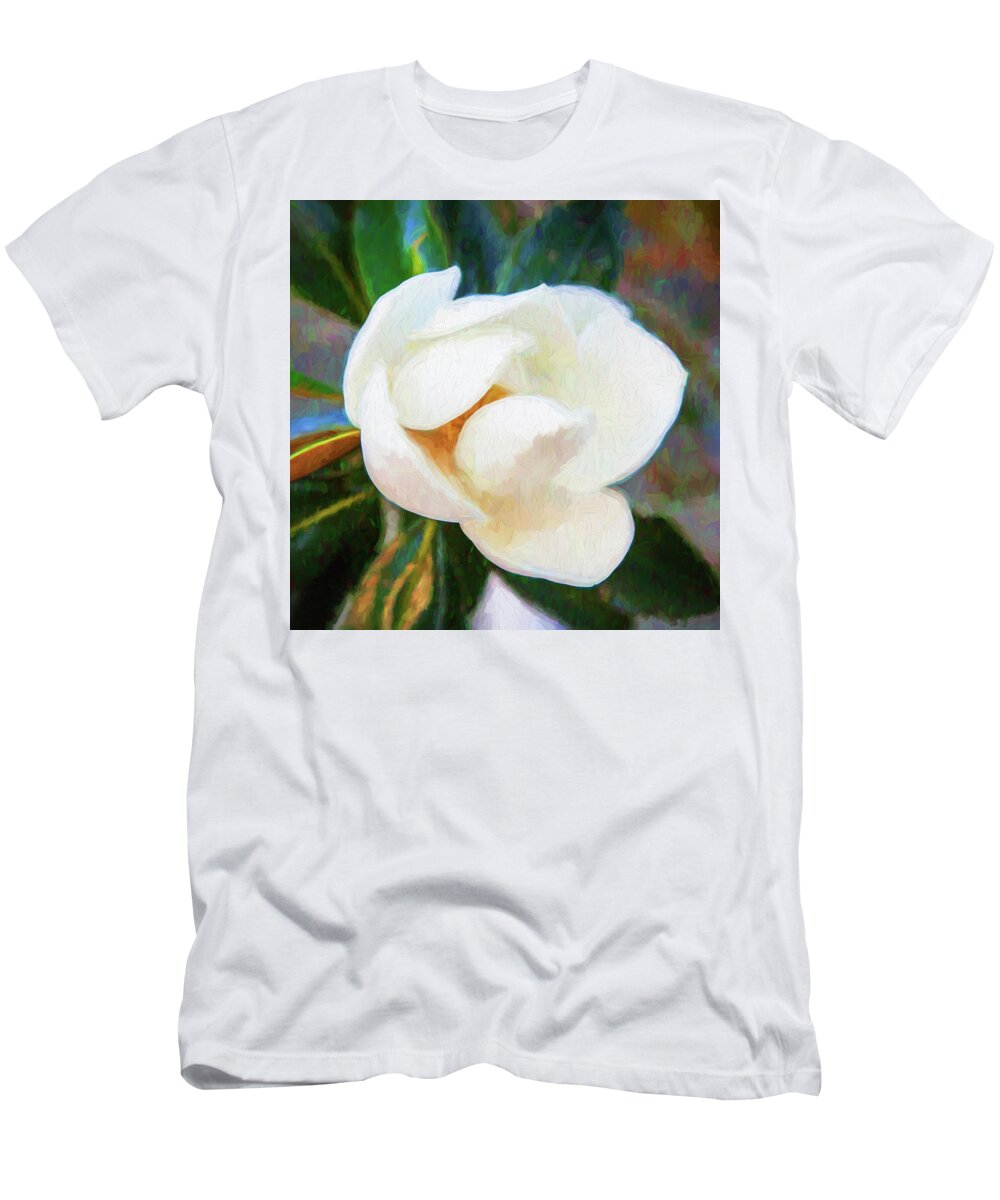 Southern Magnolia Blossom T-Shirt featuring the photograph Southern Magnolia Blossom Magnolia Grandiflora X124 by Rich Franco