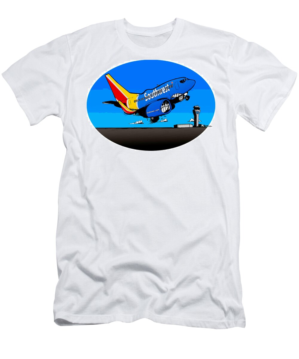 Boeing T-Shirt featuring the drawing Southwest 737 by Michael Hopkins