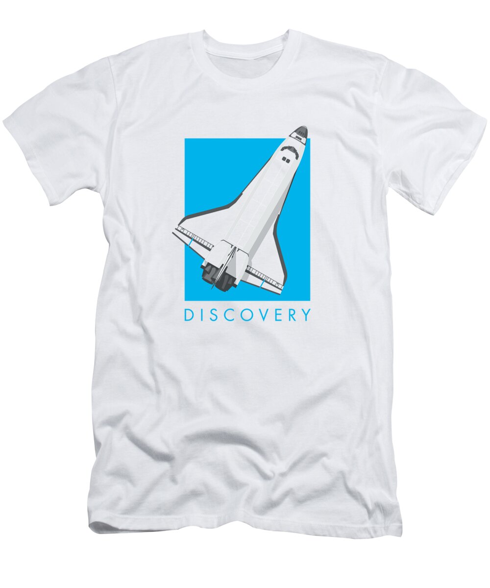 Poster T-Shirt featuring the digital art Space Shuttle Spacecraft - Cyan by Organic Synthesis