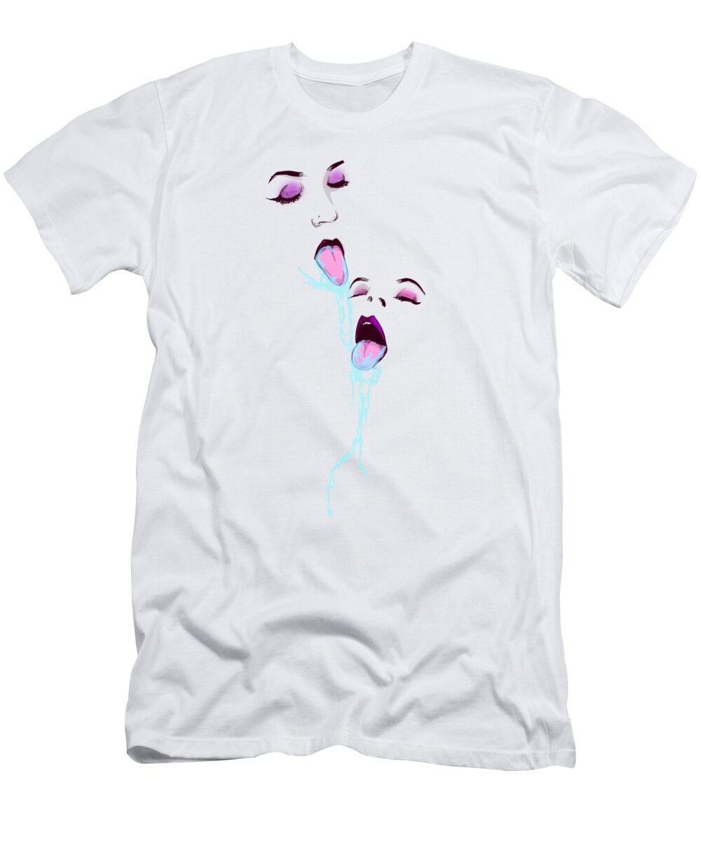 Spit T-Shirt featuring the drawing Spit Sisters by Ludwig Van Bacon