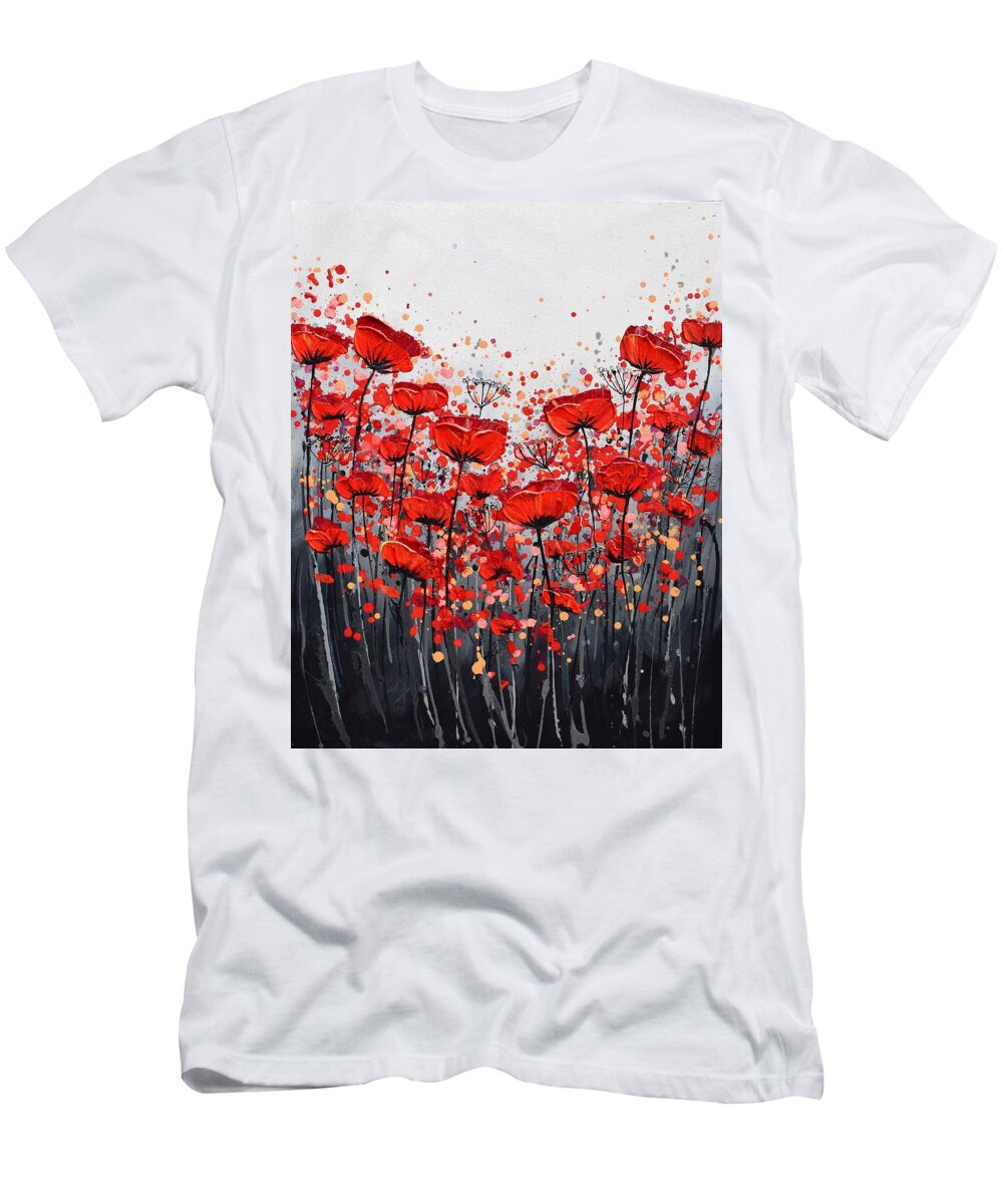 Red Poppies T-Shirt featuring the painting Splendor of Poppies by Amanda Dagg
