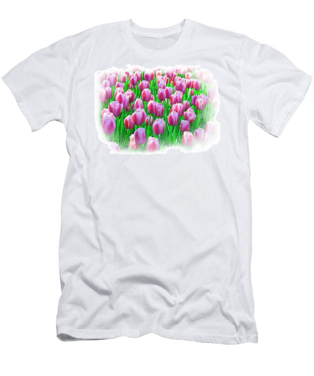 Easter T-Shirt featuring the mixed media Spring Tulips by Moira Law