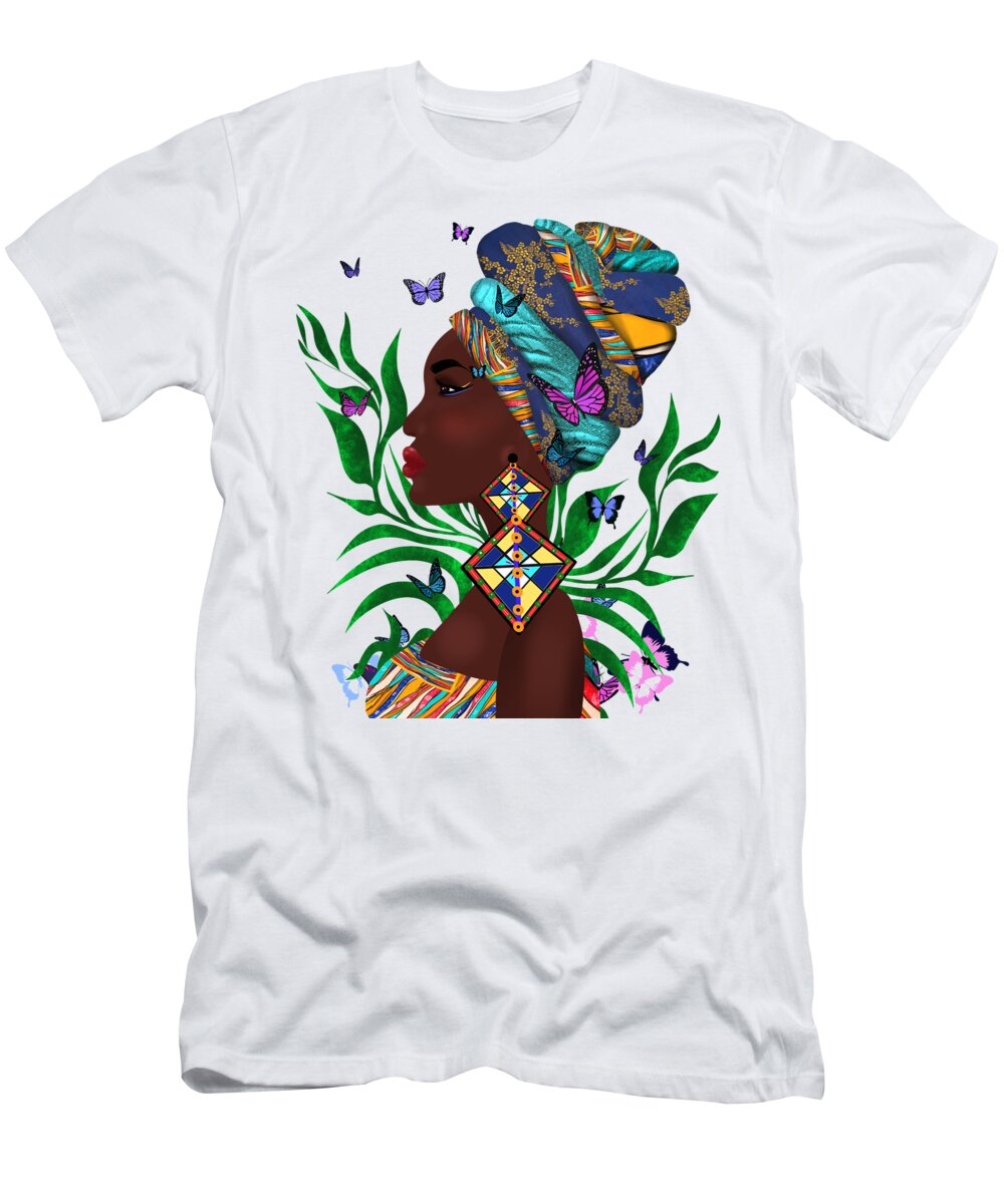 Art T-Shirt featuring the digital art Spring,summer african woman art by Maria Marinova