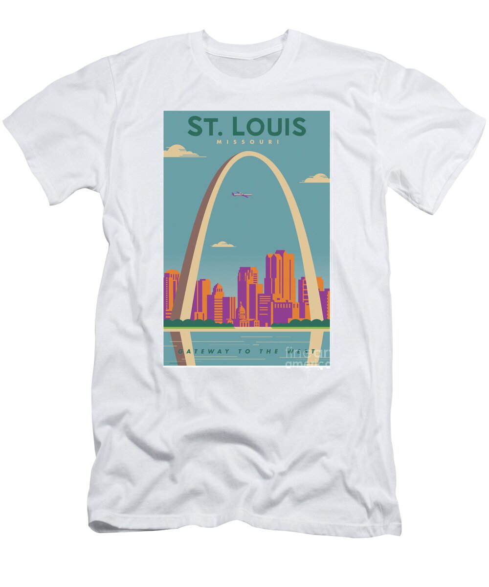 Travel Poster T-Shirt featuring the digital art St. Louis Poster - Vintage Travel by Jim Zahniser