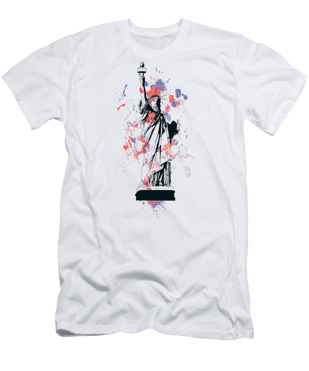 Military T-Shirt featuring the digital art Statue of Liberty by Jacob Zelazny