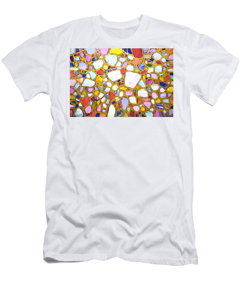 Stones T-Shirt featuring the painting Stones in gold 3. by Iryna Kastsova
