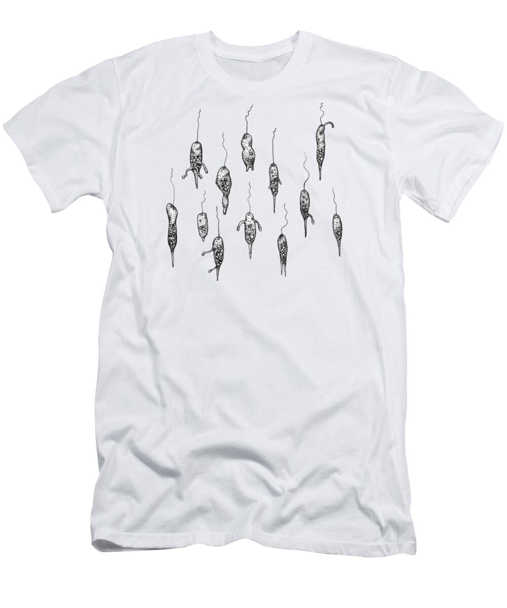 Protozoa T-Shirt featuring the drawing Strange flagellates by Katelyn Solbakk