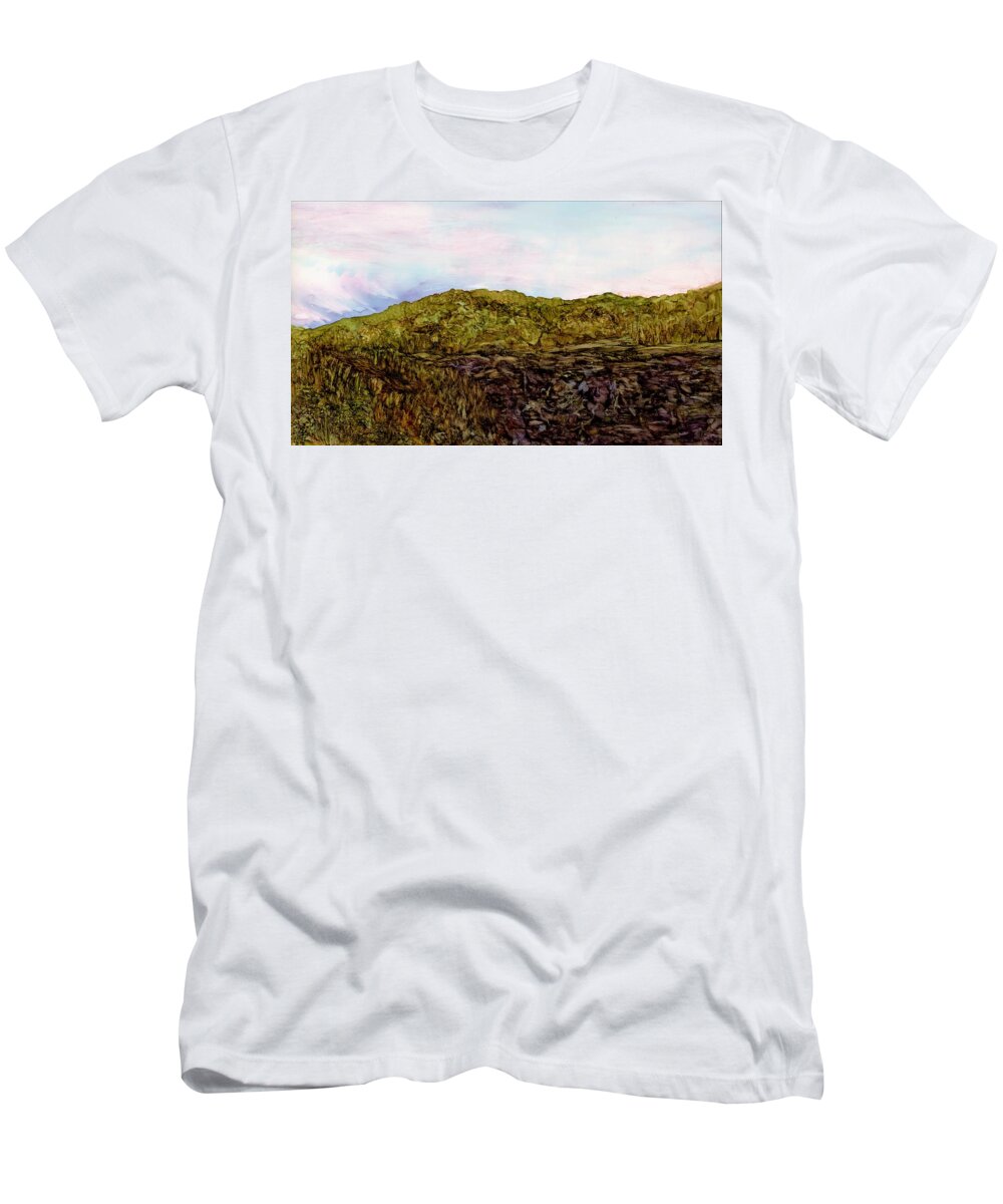 Gorge T-Shirt featuring the painting Summer in Wild Rivers by Angela Marinari