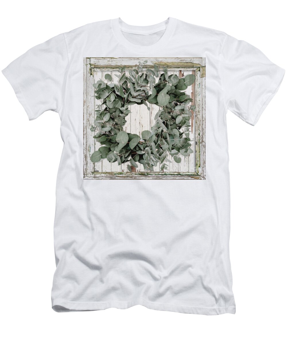 Wreath T-Shirt featuring the painting Summer of Sage by Mindy Sommers