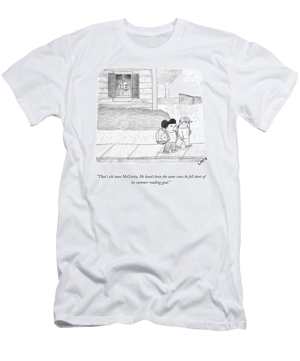 A25115 T-Shirt featuring the drawing Summer Reading Goal by Lars Kenseth
