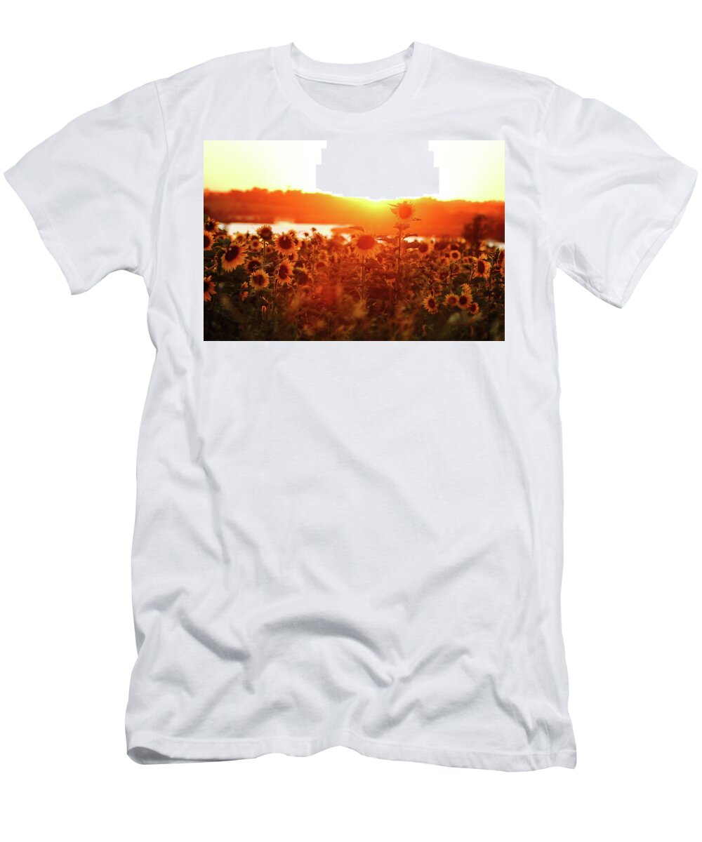 Summer T-Shirt featuring the photograph Sunflower Sunset by Lens Art Photography By Larry Trager
