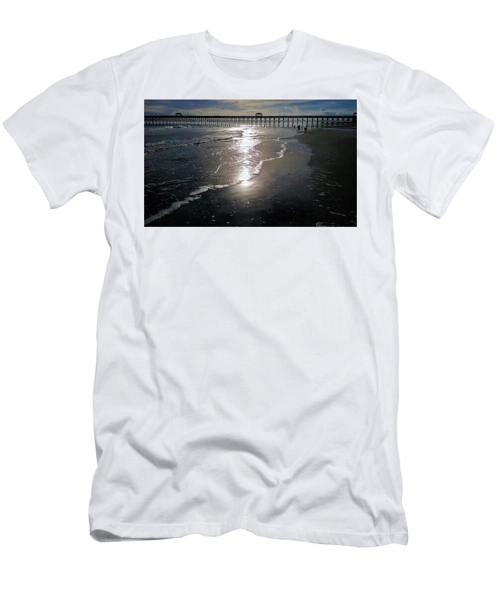  Ocean Sunsets T-Shirt featuring the photograph Pier Sunset @ Folly Beach by Victor Thomason