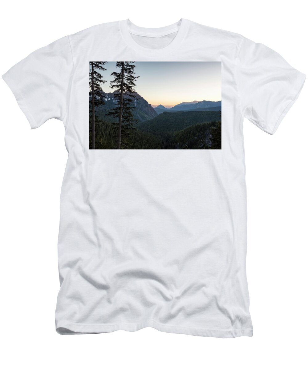 Sunset T-Shirt featuring the photograph Sunset at Inspiration Point in Mount Rainier by Belinda Greb