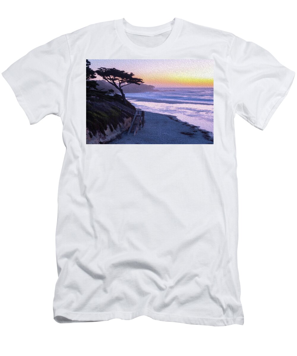 Ngc T-Shirt featuring the photograph Sunset Painting at Carmel Beach by Robert Carter