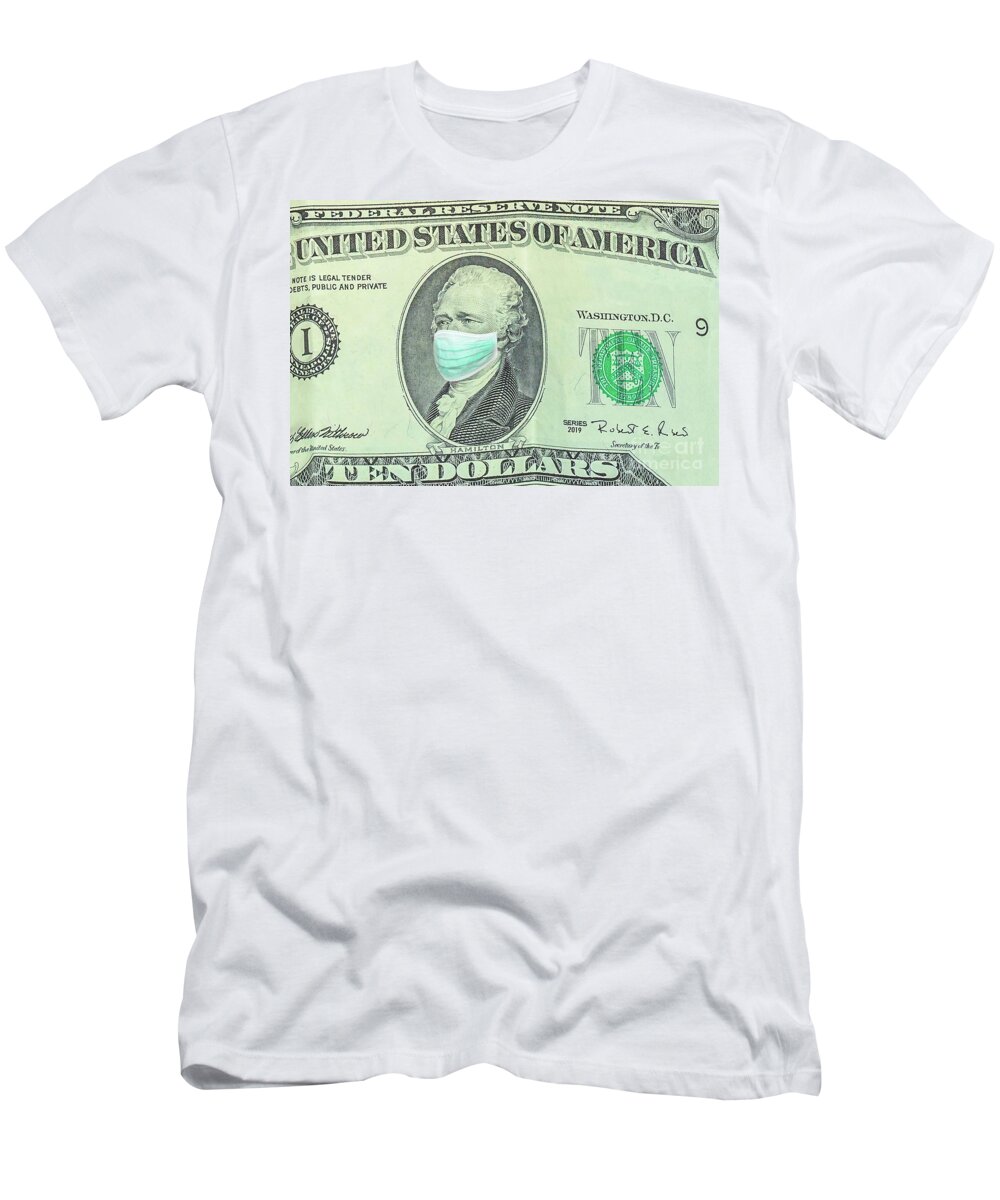 Surgical mask United States ten dollar bill T-Shirt by Benny Marty - Pixels
