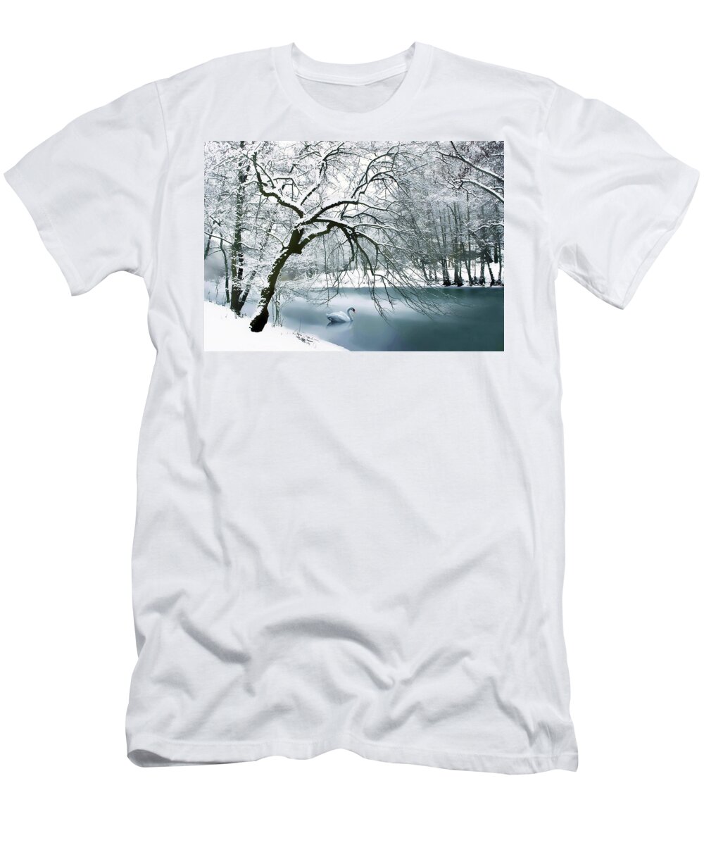 Winter T-Shirt featuring the photograph Swan a Swimming by Jessica Jenney