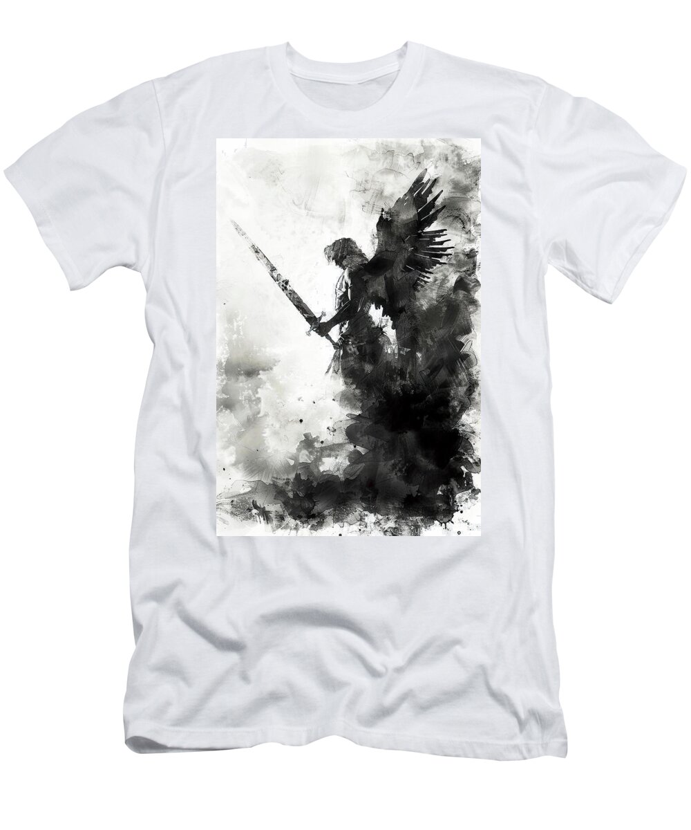 Religion T-Shirt featuring the painting Sword of Celestial Valor, 06 by AM FineArtPrints