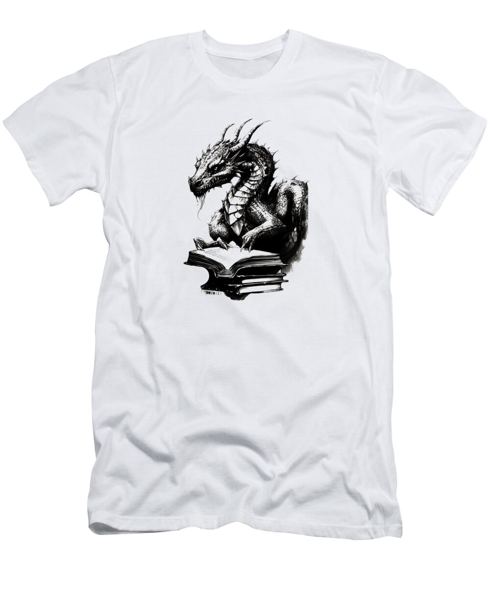 Dragon T-Shirt featuring the mixed media Tattoo Style Dragon by World Art Collective