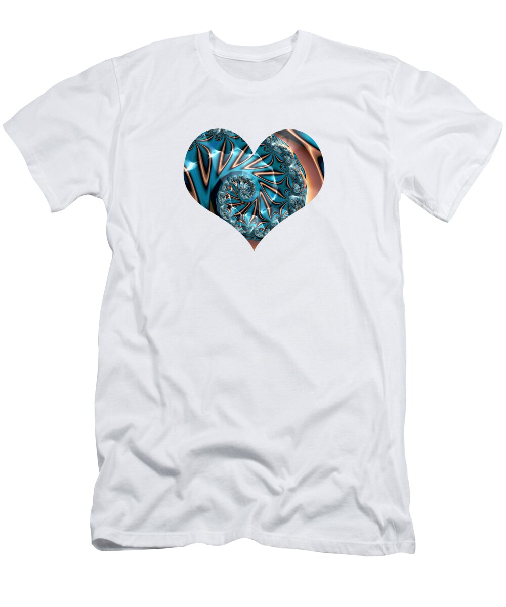 Art Deco T-Shirt featuring the digital art Teal Art Deco Spiral by Elisabeth Lucas
