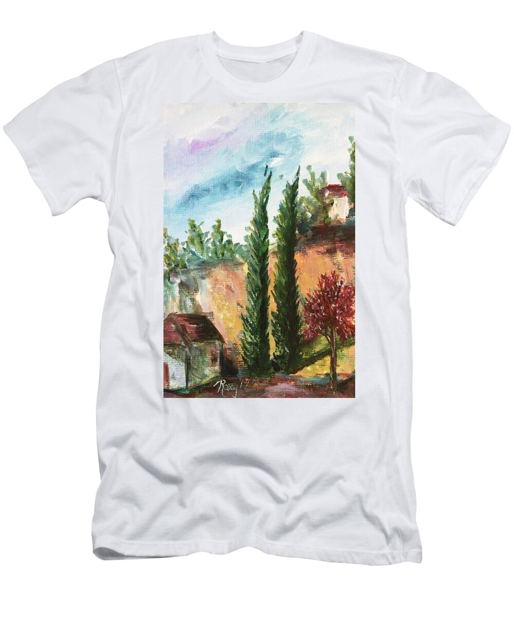 Temecula T-Shirt featuring the painting Temecula Cyprus by Roxy Rich