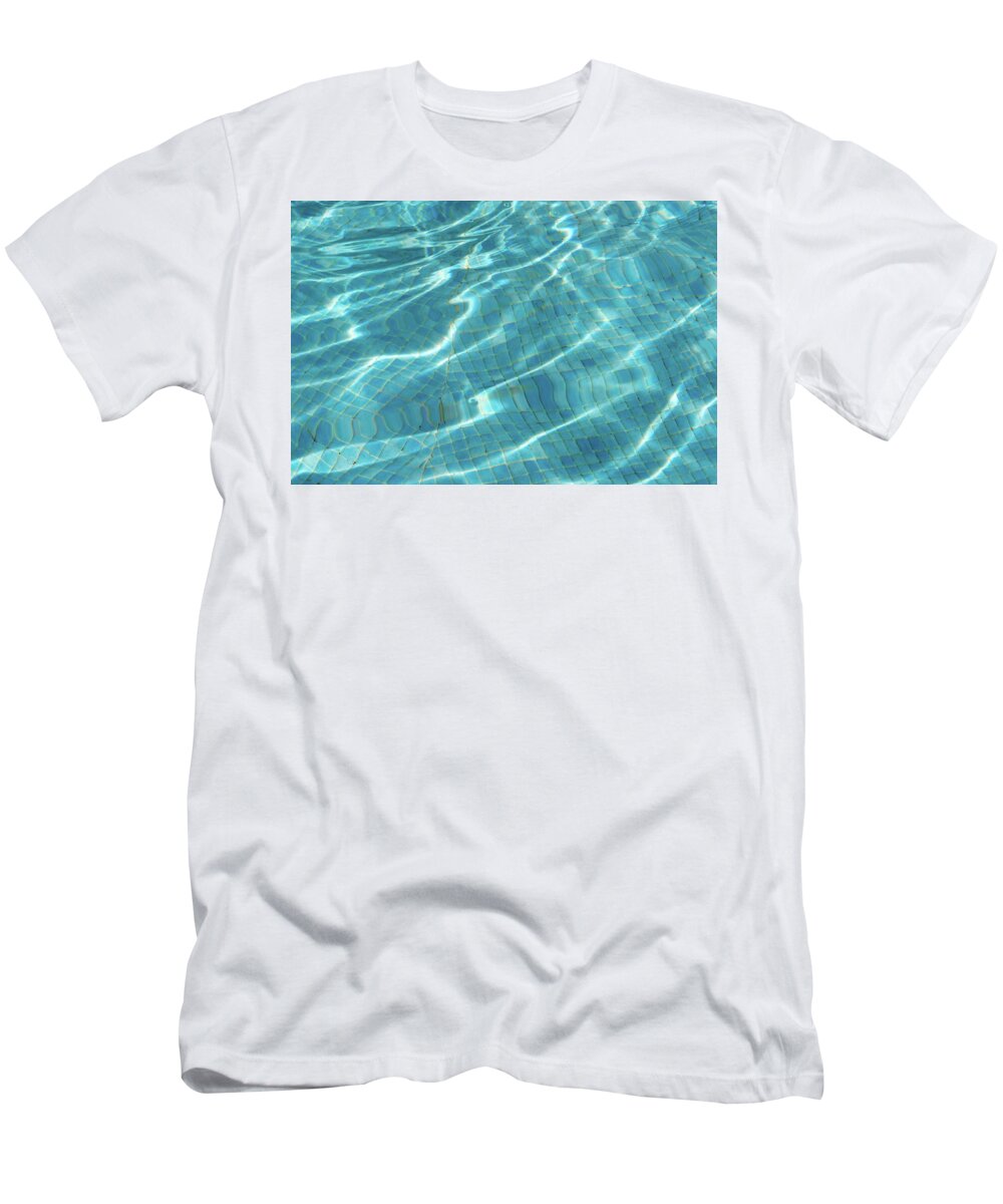 Whimsical Waterworks T-Shirt featuring the photograph Tessellated Layers and Patterns - Sunlit Turquoise Fabstract by Georgia Mizuleva