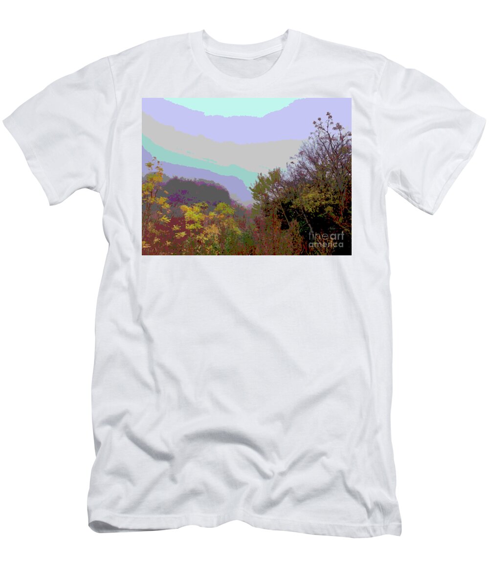 Texas Hill Country T-Shirt featuring the digital art Texas Hill Country Early Winter Digital Psychedelic by Felipe Adan Lerma
