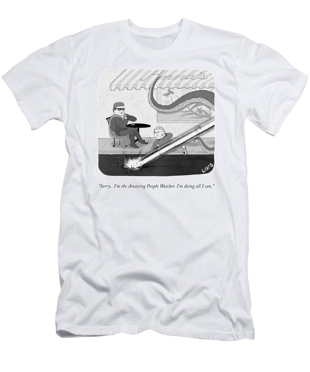 Sorry T-Shirt featuring the drawing The Amazing People Watcher by Lars Kenseth