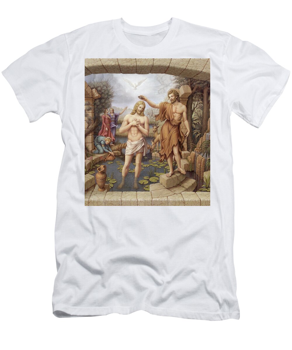 Christian Art T-Shirt featuring the painting The Baptism of Christ by Kurt Wenner