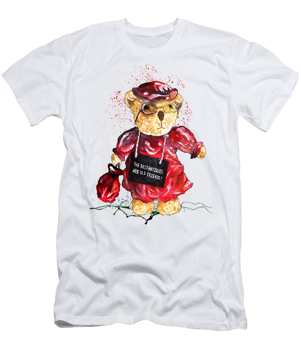 Bear T-Shirt featuring the painting The Best Antiques are Old Friends by Miki De Goodaboom