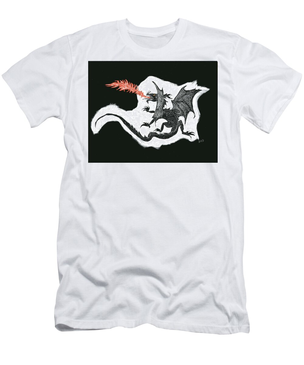 Dragon T-Shirt featuring the drawing The Dragon by Branwen Drew