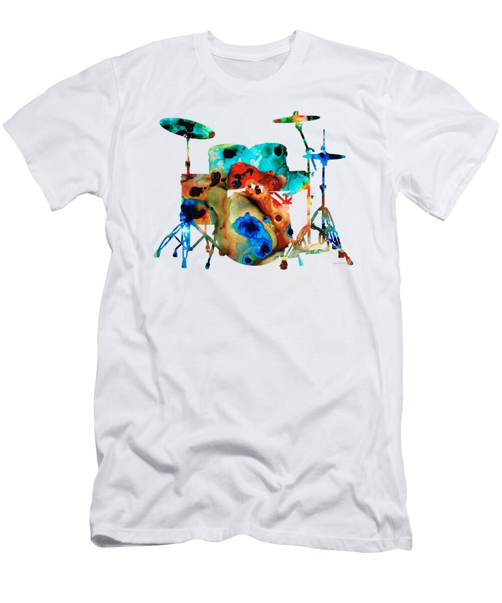 Drum T-Shirt featuring the painting The Drums - Music Art By Sharon Cummings by Sharon Cummings