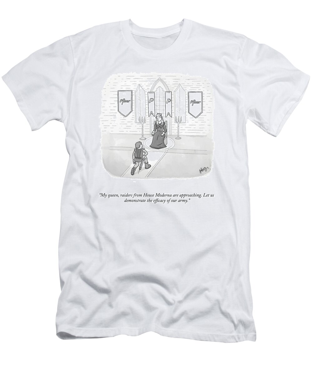 My Queen T-Shirt featuring the drawing The Efficacy Of Our Army by Alexander Andreades
