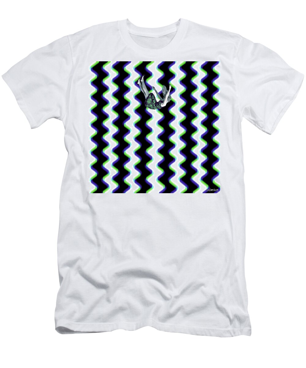 Op Art T-Shirt featuring the mixed media The Fall by Gianni Sarcone